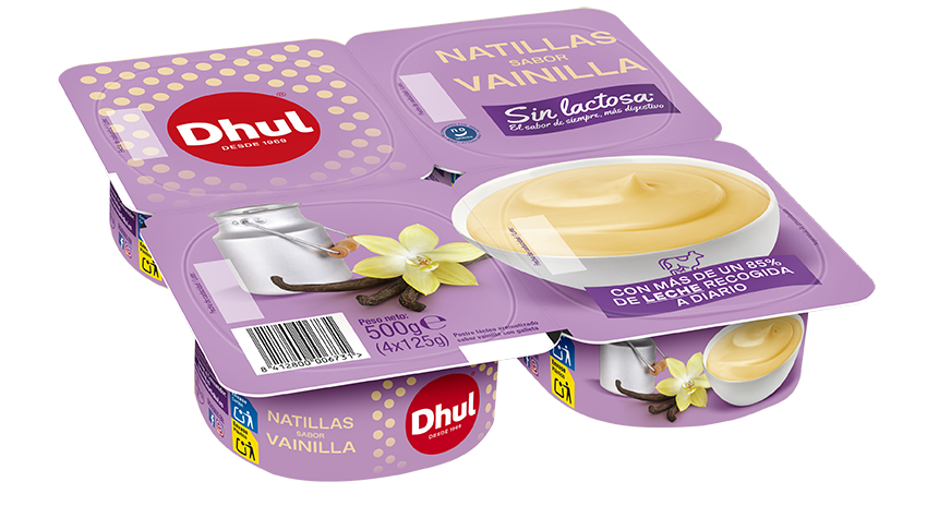 Natillas sabor Vainilla sin lactosa Dhul